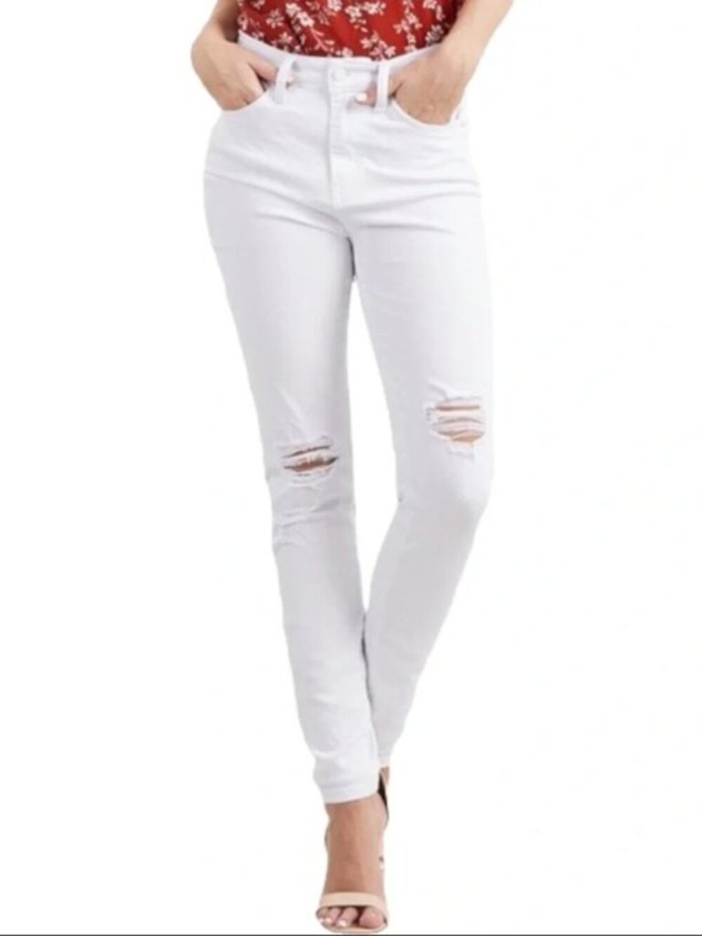 Judy Blue White High Waisted Distressed Skinny Fit Jeans Size 5/27